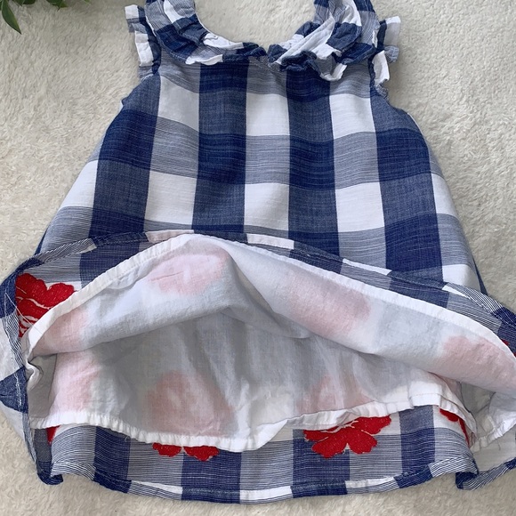 Janie and Jack Cotton Dress 6-12M Blue & White Check EUC - Picture 4 of 11